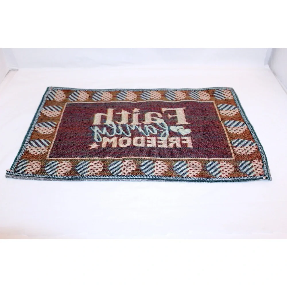 Patriotic Faith Family Freedom Americana Tapestry Placemats Stars Stripes Hearts